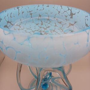 Blue Crackle Glass Art Sculpture